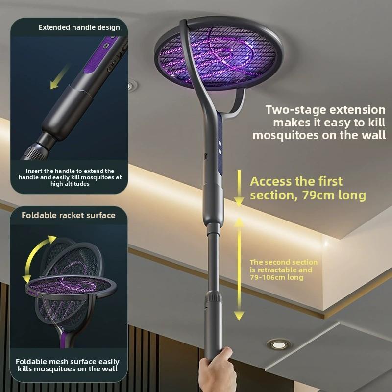 Foldable Rechargeable Electric Mosquito Swatter with UV Light for Home