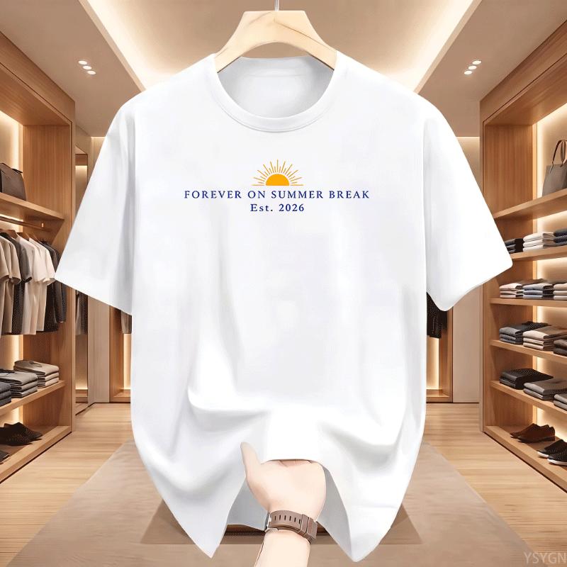 Teacher Retireunisext Tee Shirt Forever On Summer Break 2026 T Shirt Teacher Retiring Tees Unisex Cotton Short Sleeve Tees Tops