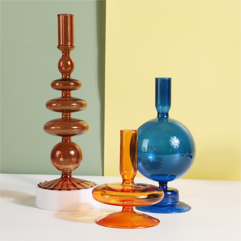 Suport de lumânare din sticlă 1 buc pentru decorațiuni de nuntă Sfeșnic Candelabre romantice Suport pentru lumânări nordice Suporturi pentru lumânări din sticlă