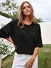 Women's Cropped Button Down Cardigan Sweater Half Sleeve Lightweight Ribbed Knit Top