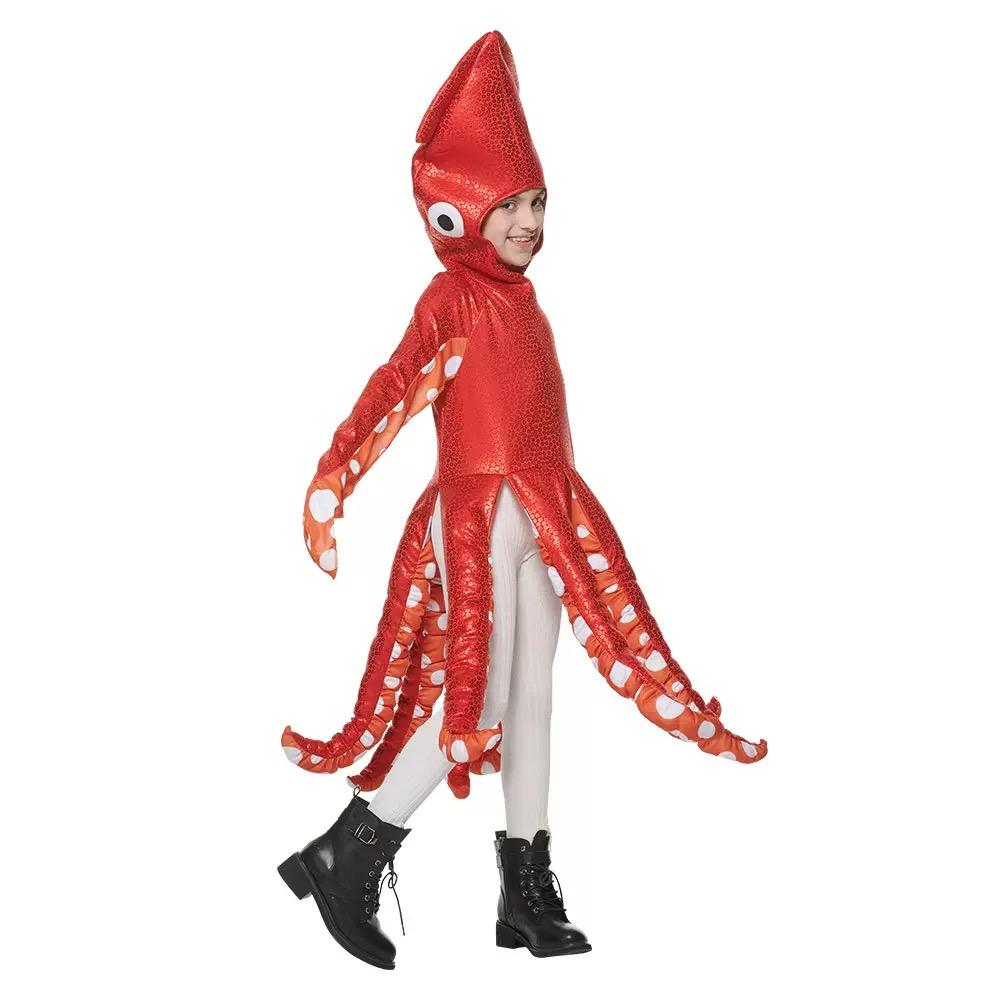 Kinder Tintenfisch Kostüm, Rot Halloween Party Festliches Verkleidungs-Outfit
