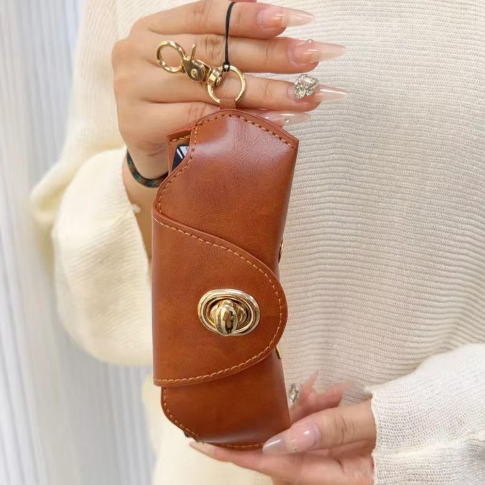 PU Leather Hanging Sunglasses Case Portable Eyeglasses Clip Glasses Storage Bag Neck Wearing