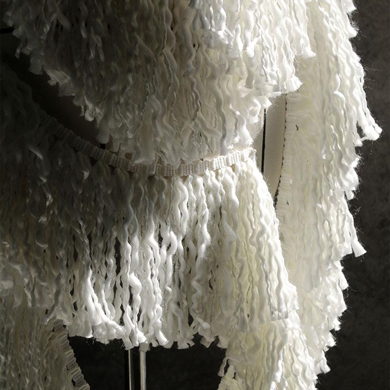 90x16cm Creative Coarse Tassel Wave Woolen Fabric Handmade DIY Decoration Exaggerated Clothing Coat Jacket Designer Fabric
