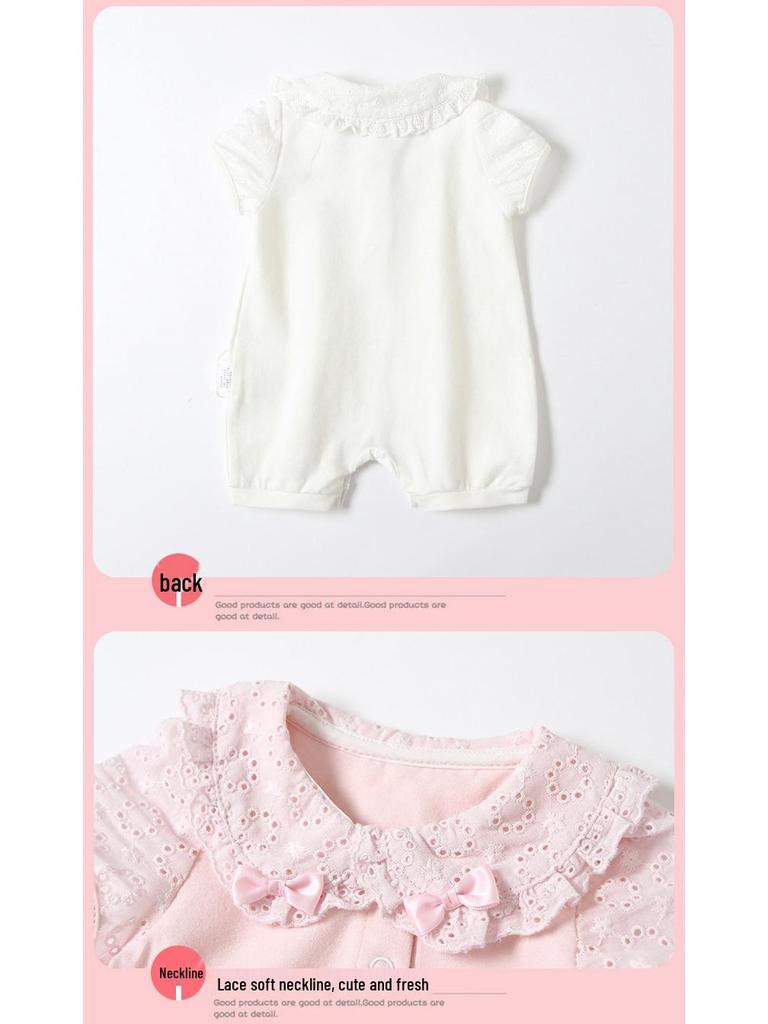 Infant & Toddler Summer Romper: Newborn Baby Girl Short Sleeve Bodysuit