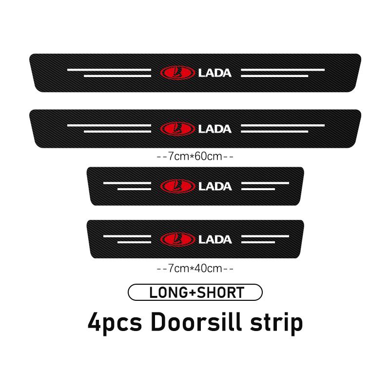 For Lada 4pcs Car Carbon Fiber Threshold Strip Anti Scratch Door Sill Protector Kalina Largus Priora Xray Granta Largus Samara