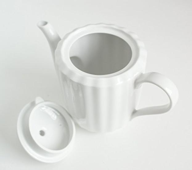 [White Tableware] Shatter-Resistant Reinforced Porcelain Pure White Tiara Frill Teapot 600cc