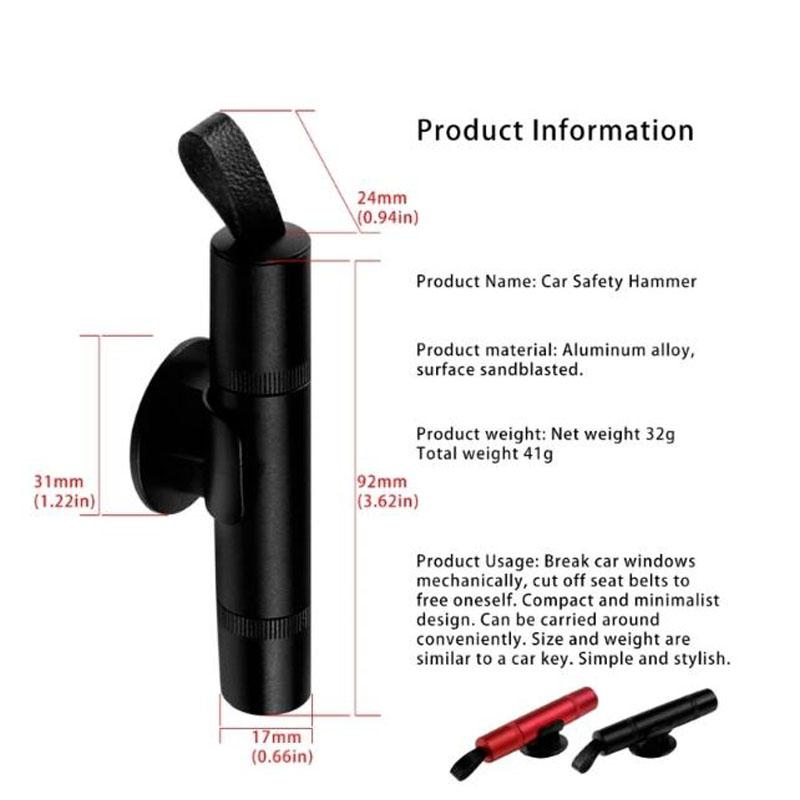Automotive Safety Hammer For Emergencies Featuring Metal Construction Easy Grip Design Rapid Evacuation In Crisis Moment M4YD