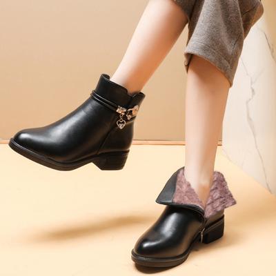 Damskie buty skórzane damskie buty na zamek błyskawiczny zimowe ciepłe pluszowe duże rozmiary śniegowce