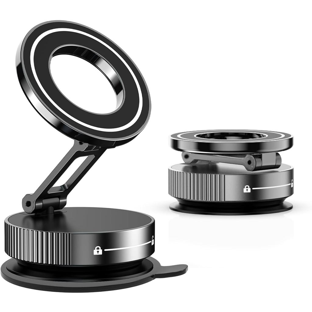 2026 Upgraded Vacuum Magnetic Car Phone Holder 360° Reinforced 96LBS Ultra Suction Cup Phone Holder N52 Strong Magnet