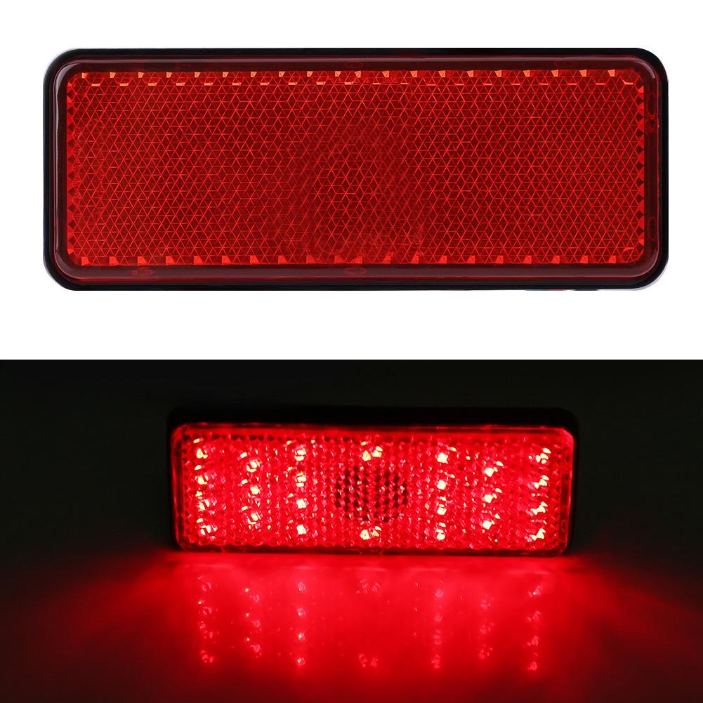 Motorcycle Scooter Moped Rectangle LED Reflector Tail Brake Light Stop Lamp Red