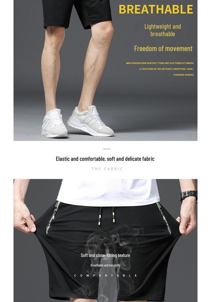 Men's Summer Cotton Knit Bermuda Shorts: Teen Sports Pants with Elastic Waistband for Beach & Casual Wear