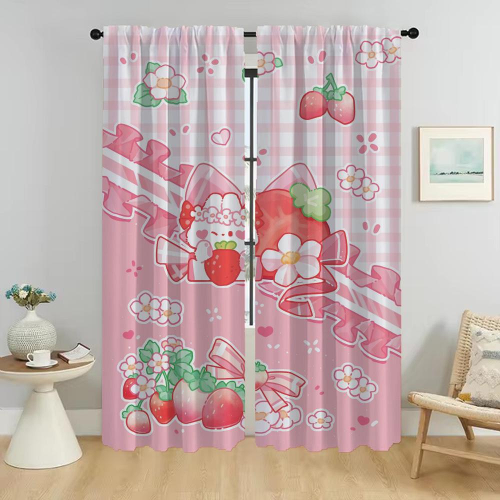 Bear Kitchen Curtains for Living Room Curtain Shades Home Interior Curtains 2 Pieces Partition Halloween Decoration Blackout