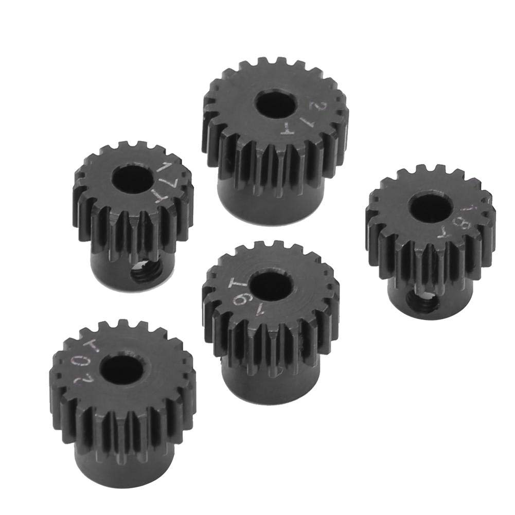 48-Pitch Metal Pinion Gear Set for ECX 2WD 110 Scale RC Hobby Cars, M3 Threads, 17T18T19T20T21T, High-Hardness Pinion Motor Gears for 110 Scale RC