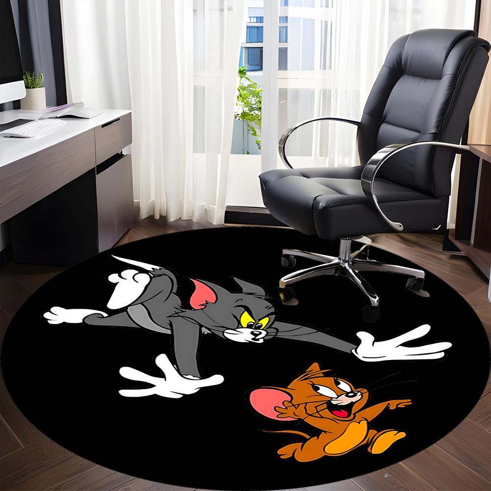 1pz Tappeto Rotondo Tom & Jerry per Ufficio, Sotto Sedie da Ufficio Camera da Letto Soggiorno Decorazioni per la Casa a1016102