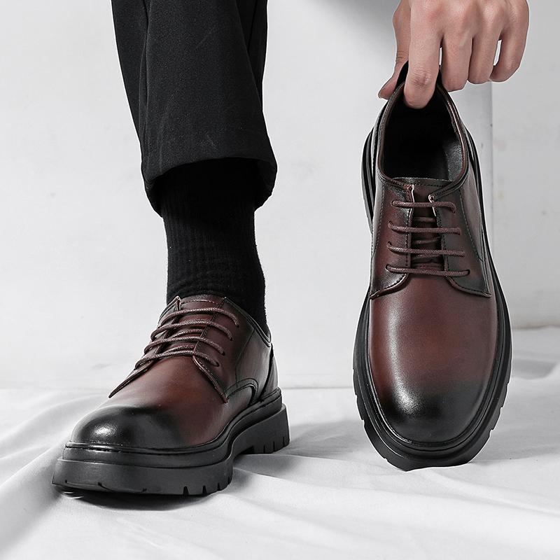 Men's Luxury casual leather shoes New Gentleman British Style Dress up party Black brown plus size Adult Derby Versatile