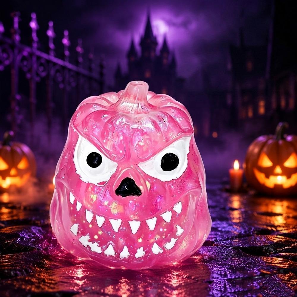 Soft Elastic Halloween Pumpkin Squeeze Toy Transparent Glitter Squishy Fidget Toy Party Favor