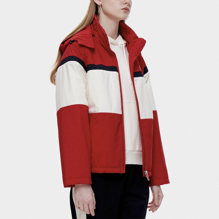 Fila Fusion Color Block Logo Embroidered Zip-Up Hooded Jacket Women Jackets T11W313904F-RD