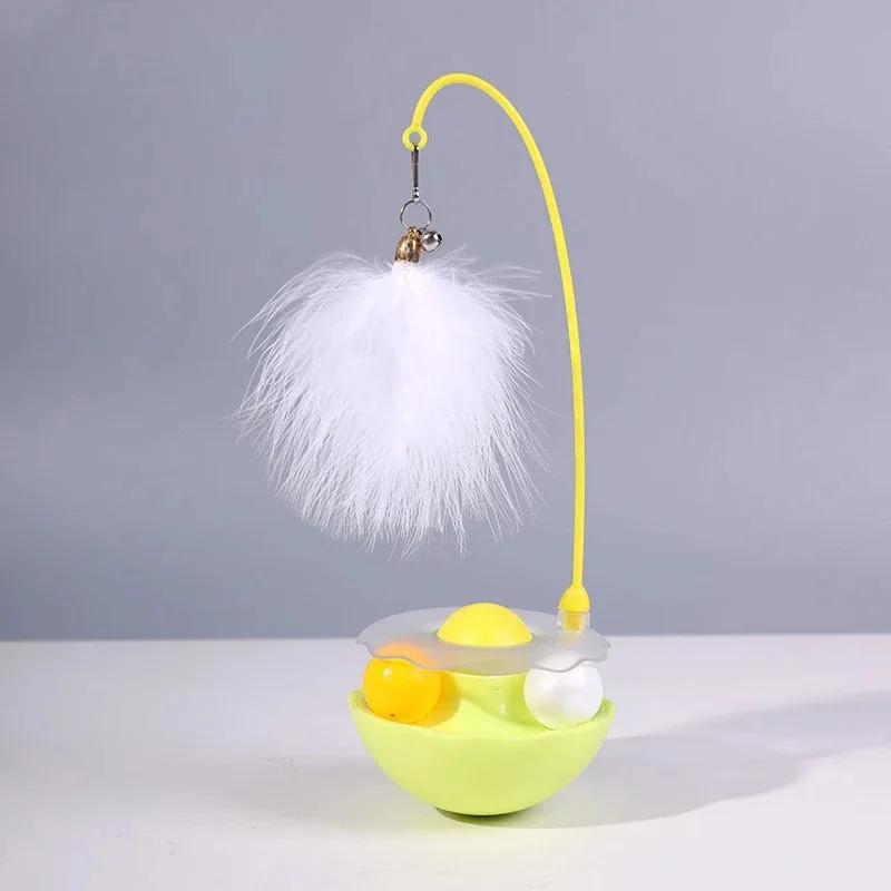 

Tumbler Cat Toy Removable Stick Feather Scratching Ball Anti-Bite Turntable Interactive Toy Interesting Pet Supplies cat toys флуоресцентный желтый