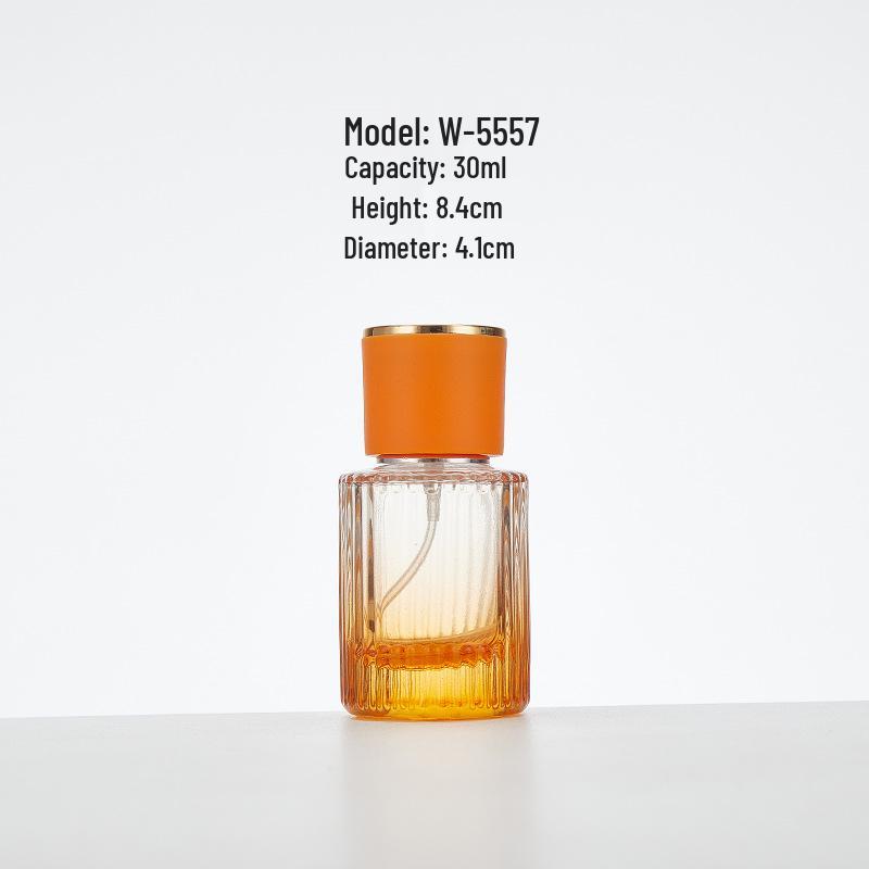 Vertical Gradient Stripe Glass Perfume Bottle - Aesthetic Spray Decanter for Essential Oils and Cosmetics