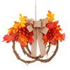 Fall Maple Leaf and Red Wreath for Thanksgiving Door Hanging and Home Decor