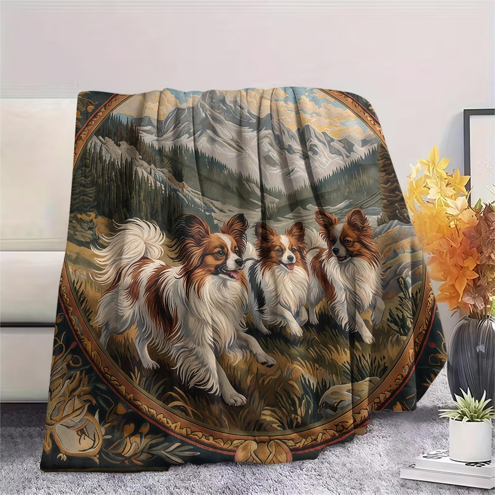Vintage Animal Frame Print Flannel Blanket,High Quality Comfortable for All Seasons,Home Decor,Warmth and Comfort,Perfect for Christmas Gifts