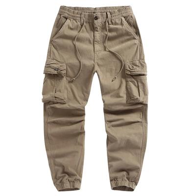 Spring Autumn Fashion Men Cotton Work Pants Men Casual Black Pants Men Army Green Cargo Pants Male Elastic Waist Trousers
