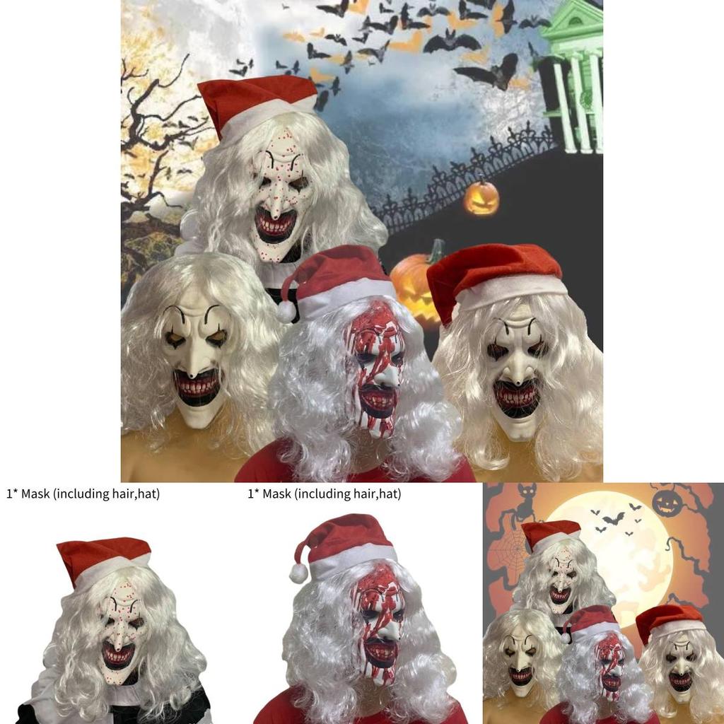 2024 Terrifier 3 Mask Disturbing Black And White Killer Clown Costume Latex Mask