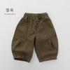 Kids Cotton Solid Casual Long Pants Unisex Boys Girls Daily Wear Trousers
