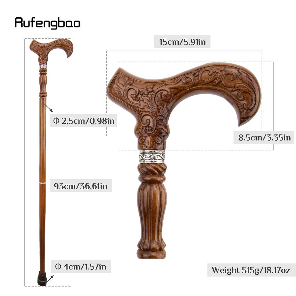 Flower Brown Wooden Fashion Walking Stick Decorative Vampire Cospaly Party Wood Walking Cane Halloween Mace Wand Crosier 93cm
