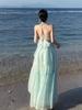 Super Fairy Pendulum Pure Desire Wind V-neck Sexy Dopamine Halter Neck Sling Fairy Long Dress Seaside Vacation Skirt