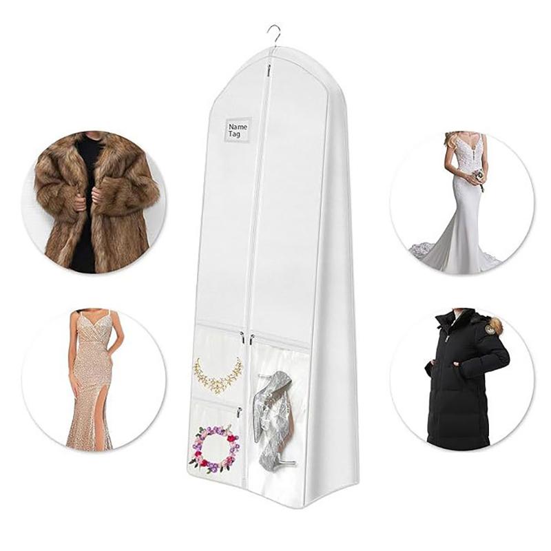 

Портативный чехол для свадебного платья 70 с 4 карманами и ручками, 10 расширяемые чехлы для платьев, чехол для длинного платья для женщин белый