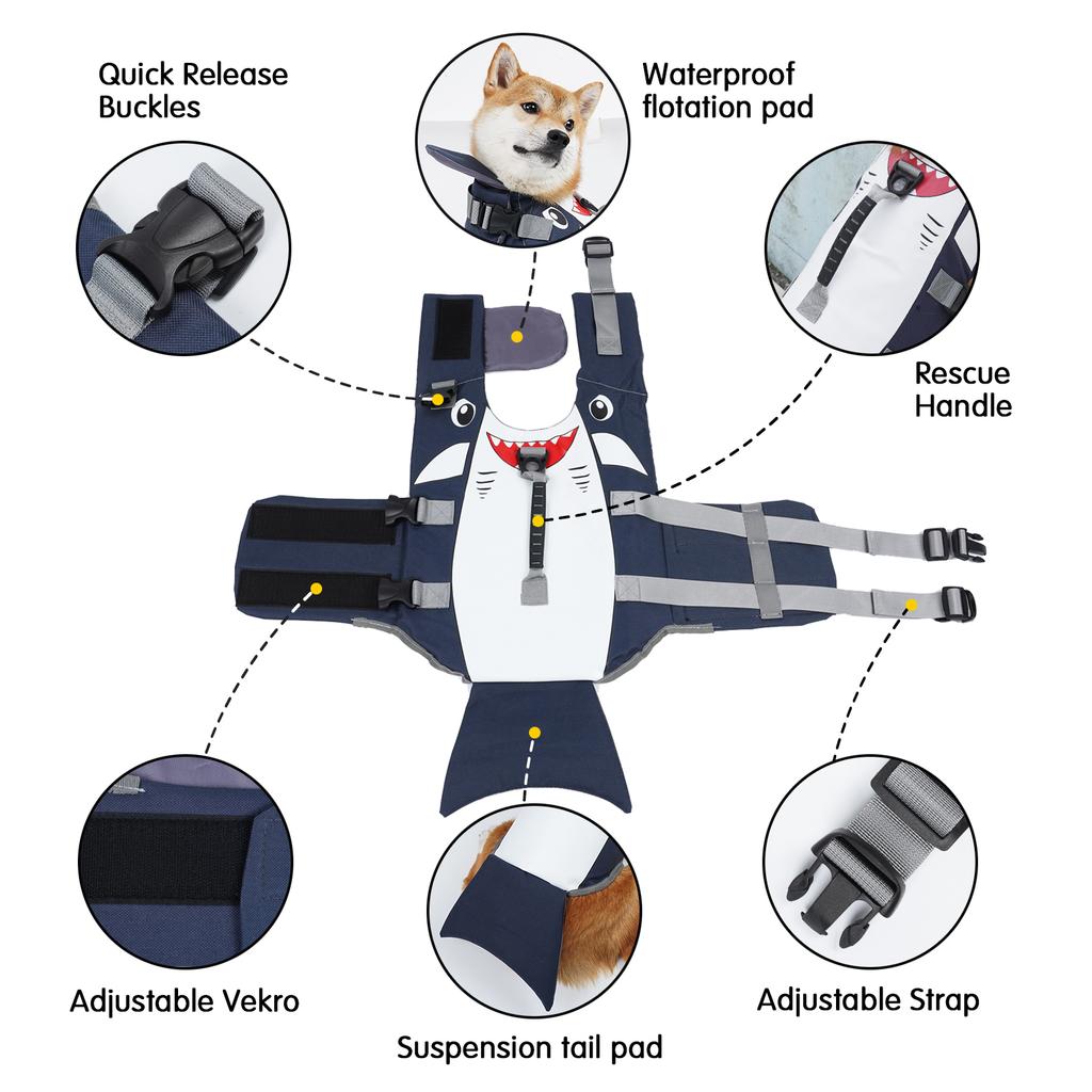 Dog Life Jacket with Rescue Handle for Small Medium and Large Dogs,Pet Safety Swimsuit Preserver for Swimming Pool Beach Boating