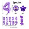 5pcs Purple Number Foil Balloon Set for Birthday Parties, Anniversaries, Holiday Celebrations, Party Decorations,