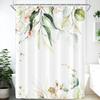 Rideau de Douche Fleur Aquarelle, Fleur de Prunier Vintage Plante Tropicale Feuille Verte Élégance Oiseau, Ensemble Décoration Salle de Bain Avec Crochets