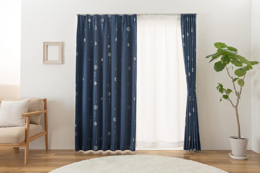 Univer Curtain Set 100cm Wide X 178cm Set of Grade 1 Light Over UV Energy Hard To See In the Set Ready-to-Use (with Lace), Long, 4, Blocking, 70%
