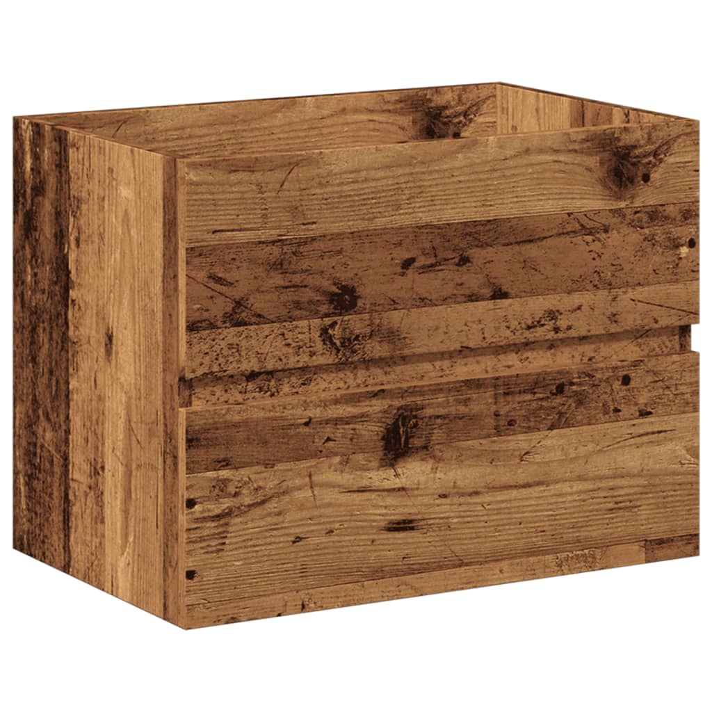 Washbasin Cabinet with Built In Basin Rustic Wood Look