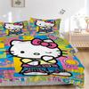 3pcs Hello Kitty In a Playful Pose Pattern Bedding Three-Piece Set (1 Cover + 2 Pillowcases, No Fillings),  Soft and Comfortable S038