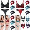 Flower Lace Womens Padded Bra Plunge Set Ladies Underwear Panties Sets Up Push