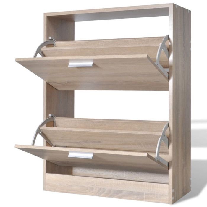VidaXL Meuble à chaussures en bois avec 2 compartiments Aspect chêne