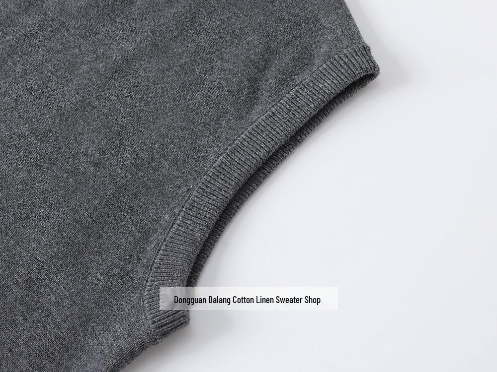 Gilet a Maglia Senza Maniche in Cotone, Girocollo, Lavorazione a Maglia Tinta Unita - Autunno/Inverno