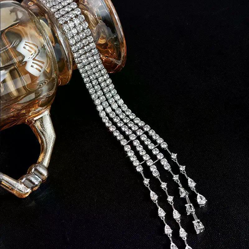 Neue Luxus Exquisite Kristall Meteor Lange Quaste Brosche Anstecknadel Für Frauen Mode Schulterkette Schmuck Party Geschenke