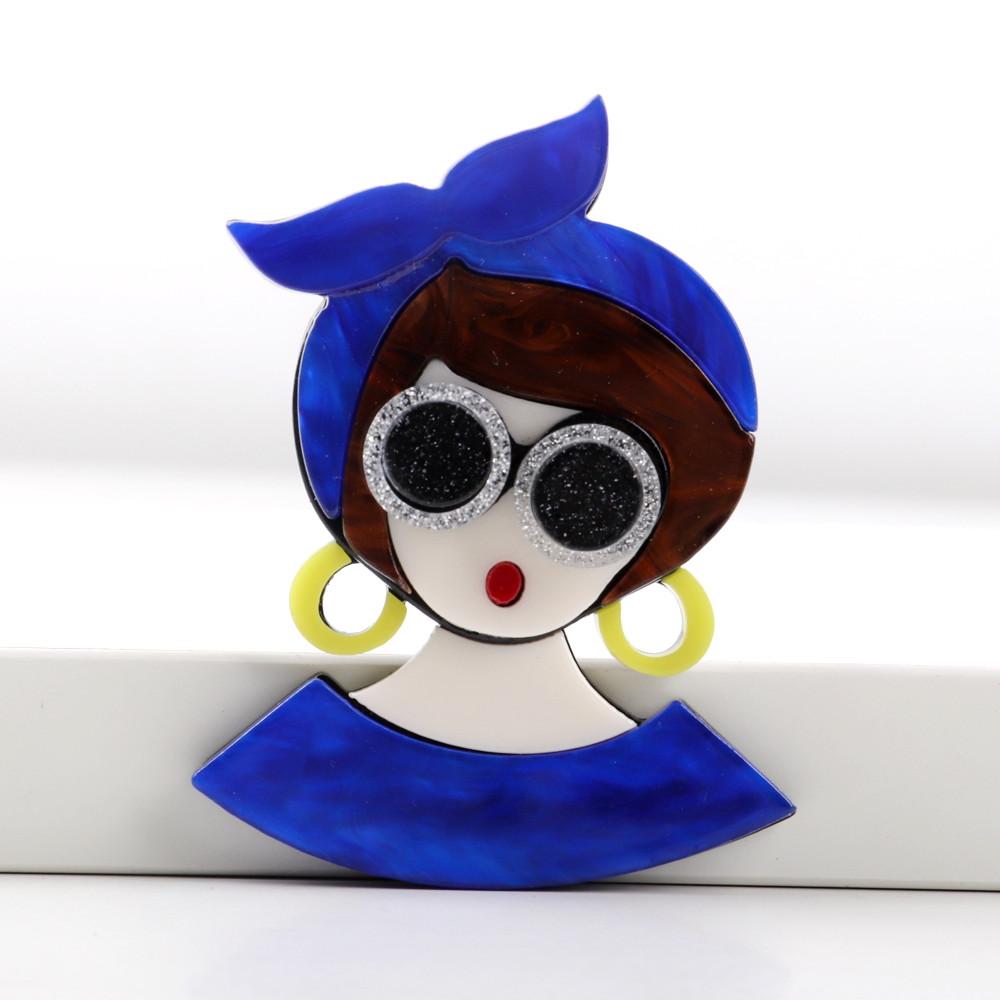 New Cute Colorful Bowknot Girls Acrylic Brooches for Women Cartoon Glasses Lady Brooch Badges Pins Casual Jewelry Accessories