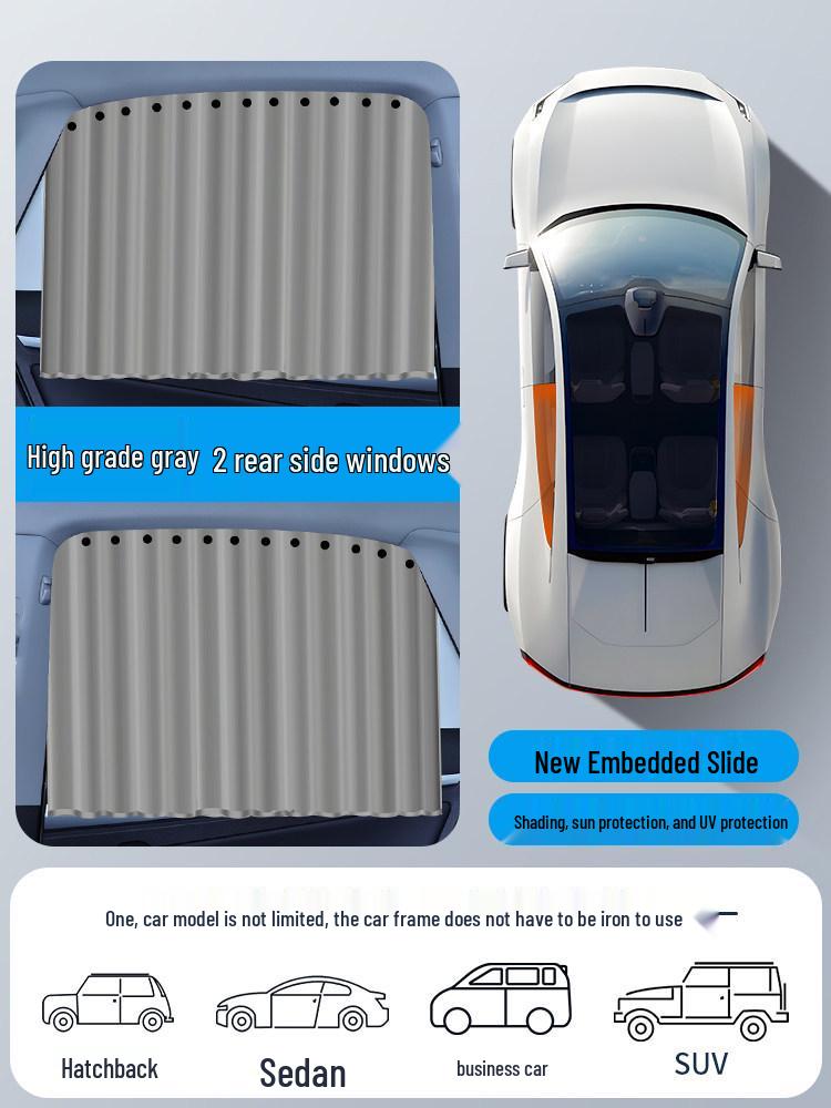 Magnetic Car Privacy Sunshade Curtains for Side Windows - Telescopic Sliding Track Design