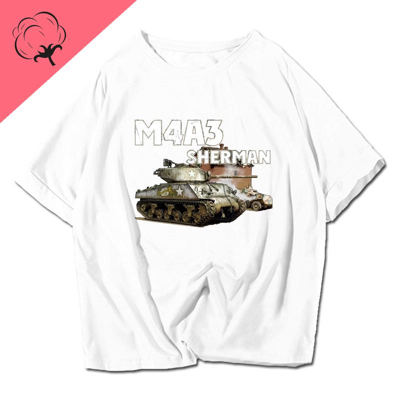 World War Ii Tank World Tiger M4 Military Enthusiast Short Sleeved TShirt Cotton Vintage Unisex Clothes