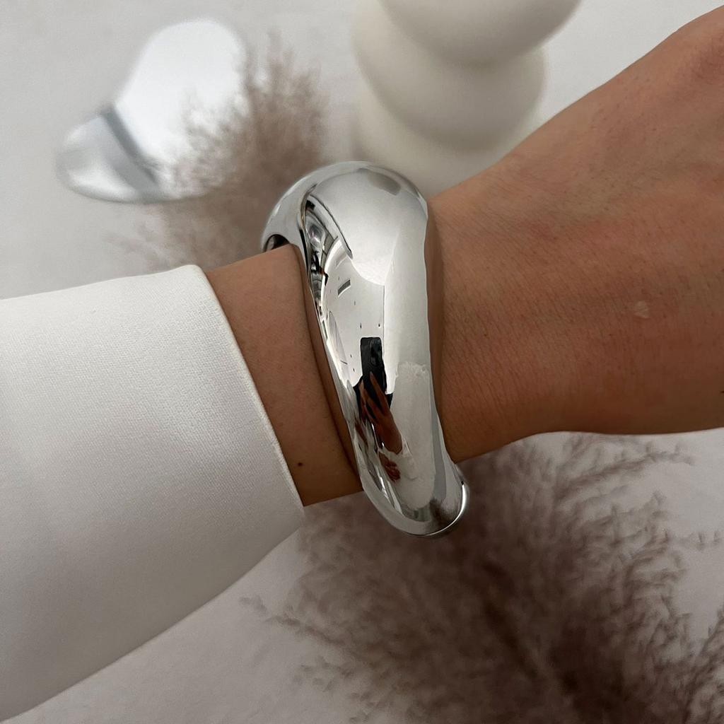 Punk Vintage Irregular Chunky Cuff Bangles for Women Statement Glossy Bracelets Bangles Pulseras Steampunk Men Jewelry