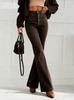 Puffanpop Women's High Waisted Stretchy Flare Jeans Chocolate Brown High Rise Bootcut Denim Pants Slim Fit Bell Bottom Trousers for Casual Daily Wear