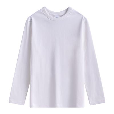 T-shirt à manches longues 300G Blanc Pur Rétro Homme et Femme Japonais Simple Coton Pur