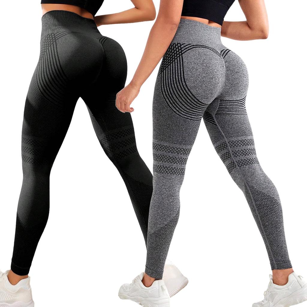 2PC Women's Casual Seamless Hip Lifting Fitness Pants With Tight Fit And High Waist, Seach Hip Yoga Pants