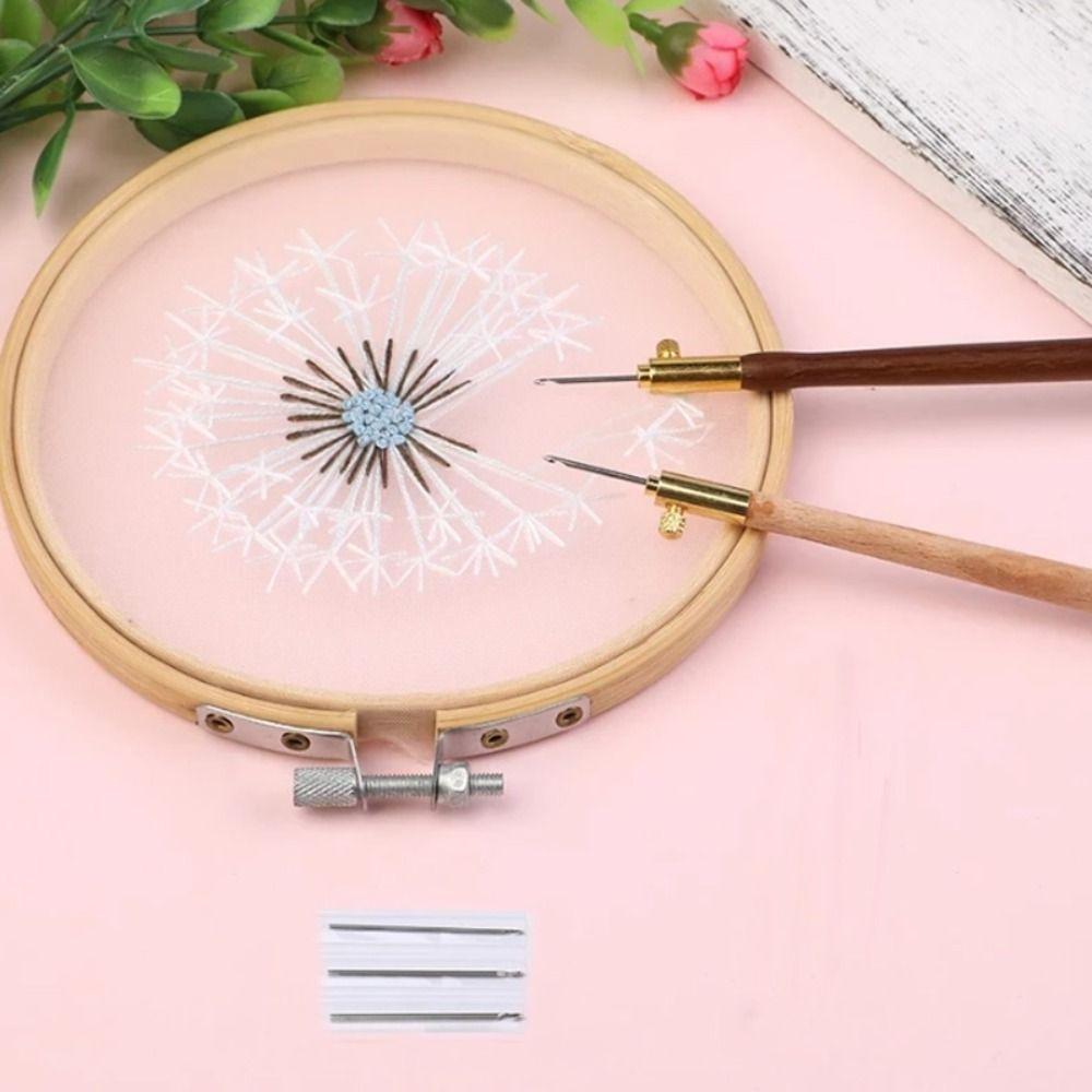 Knitting Hook Crochet Needles Wooden Handle Cross Stitch Needles  Beaded Embroidery