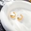 Classic Gold Plated Zircon Striped Hoop Earrings with Hollow Design